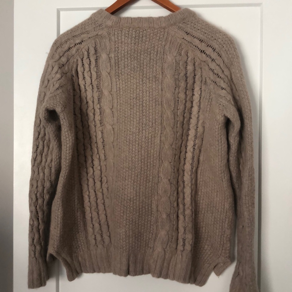 COPY - COPY - THEORY Fisherman Cable Sweater (Medium/tan) - Picture 2 of 4